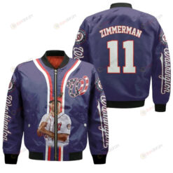 Washington Nationals Ryan Zimmerman 11 Legendary Captain Baseball Purple For Nationals Fans Bomber Jacket 3D Printed