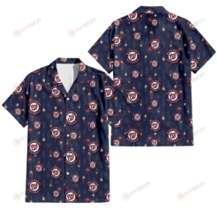 Washington Nationals Small Hibiscus Buds Navy Background 3D Hawaiian Shirt