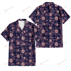 Washington Nationals Thistle Sketch Hibiscus Dark Slate Blue Background 3D Hawaiian Shirt