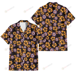 Washington Nationals Tiny Yellow Hibiscus Black Background 3D Hawaiian Shirt