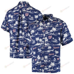 Washington Nationals Vintage Short Sleeve Button-Up Hawaiian Shirt - Navy