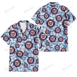 Washington Nationals White Hibiscus Light Blue Texture Background 3D Hawaiian Shirt