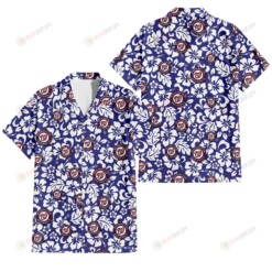 Washington Nationals White Hibiscus Pattern Slate Blue Background 3D Hawaiian Shirt