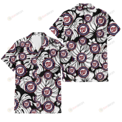 Washington Nationals White Hibiscus Porcelain Flower Palm Leaf Black 3D Hawaiian Shirt