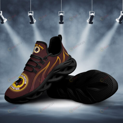 Washington Redskins Logo Fire Pattern Custom Name 3D Max Soul Sneaker Shoes