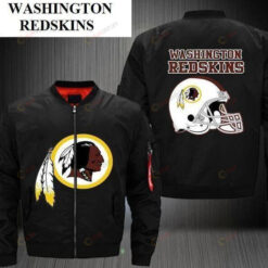 Washington Redskins Logo Pattern Bomber Jacket - Black