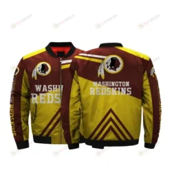 Washington Redskins Pattern Bomber Jacket - Yellow And Brown