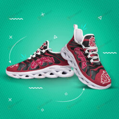 Washington State Cougars Logo Hole Pattern 3D Max Soul Sneaker Shoes In Red