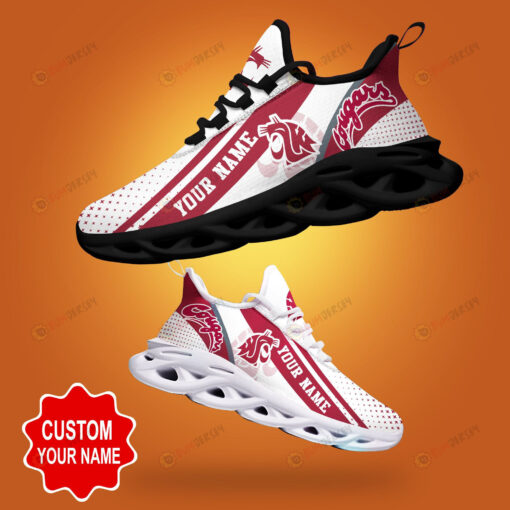 Washington State Cougars Shadow Logo Polka Dot Pattern Custom Name 3D Max Soul Sneaker Shoes