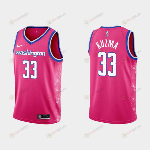 Washington Wizards 33 Kyle Kuzma 2022-23 Cherry Blossom City Pink Men Jersey