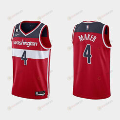 Washington Wizards 4 Makur Maker 2022-23 Icon Edition Red Men Jersey