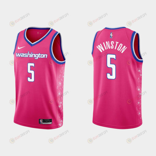 Washington Wizards 5 Cassius Winston 2022-23 Cherry Blossom City Pink Men Jersey