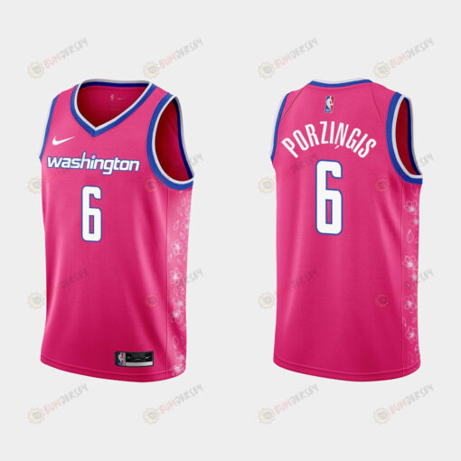 Washington Wizards 6 Kristaps Porzingis 2022-23 Cherry Blossom City Pink Men Jersey