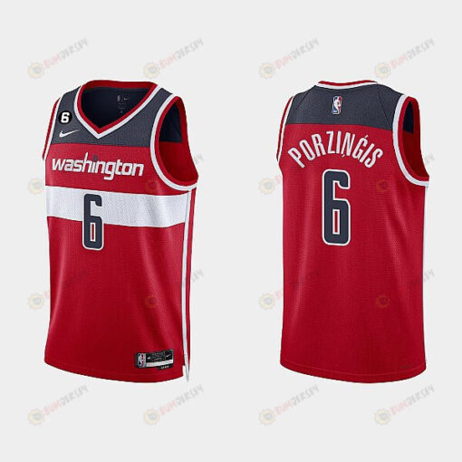 Washington Wizards 6 Kristaps Porzingis 2022-23 Icon Edition Red Men Jersey