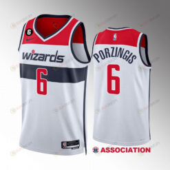 Washington Wizards Kristaps Porzingis 6 White Association Edition Men Jersey 2022-23 Swingman