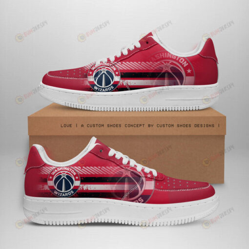 Washington Wizards Logo Stripe Pattern Air Force 1 Printed In Red