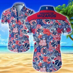 Washington Wizards Short Sleeve Curved Hawaiian Shirt