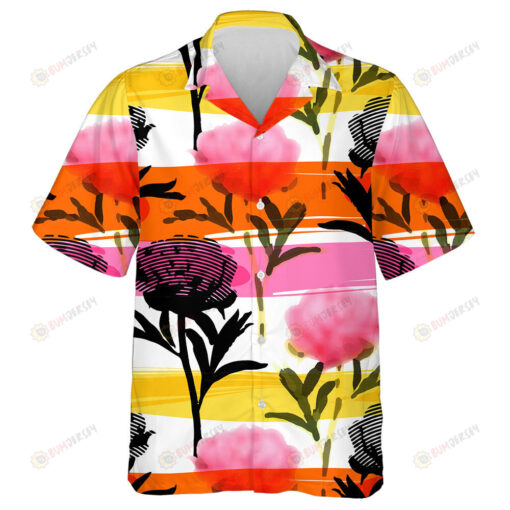 Watercolor Abstract Flowers Branches Colorful Background Design Hawaiian Shirt