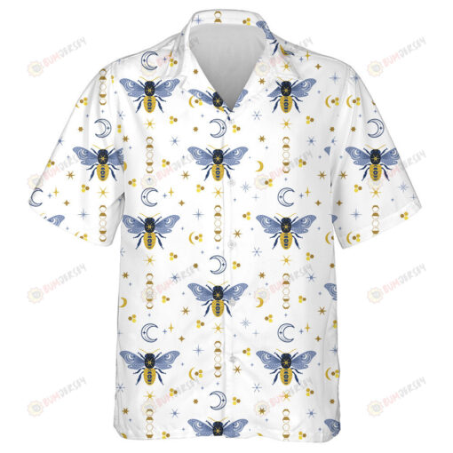 Watercolor Celestial And Bees Boho Magical Hawaiian Shirt