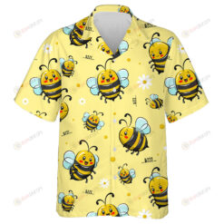 Watercolor Cute Honey Bee Cartoon Illustration Hawaiian Shirt
