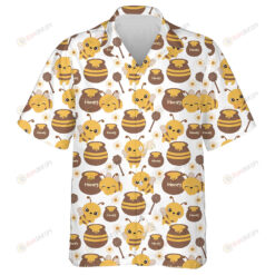 Watercolor Hardworking Bees And Jars Of Honey Hawaiian Shirt