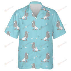 Watercolor Poodles Dogs On Blue Background Hawaiian Shirt