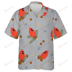 Watercolor Red Cardinal On Spruce Branch Hawaiian Shirt