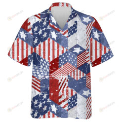 Watercolor Retro USA Flag Shape Pattern Hawaiian Shirt