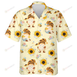 Watercolor Sunflowers With Honey Bees And Gnomes Hawaiian Shirt