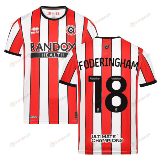 Wes Foderingham 18 Sheffield United 2022-23 Home Jersey - Red/White Stripes