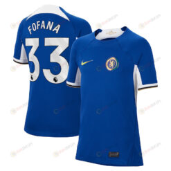 Wesley Fofana 33 Chelsea 2023/24 Home YOUTH Jersey - Blue