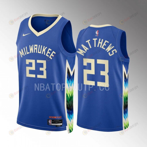 Wesley Matthews 23 2022-23 Milwaukee Bucks Blue City Edition Jersey Swingman