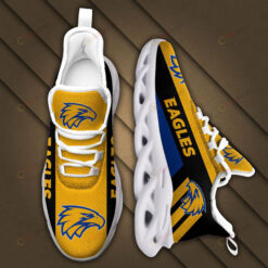 West Coast Eagles Logo Black Stripe Pattern 3D Max Soul Sneaker Shoes In Yellow