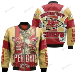 West Division Kansas City Chiefs Champions Pattern Bomber Jacket - Red And Yellow