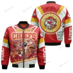 West Division Kansas City Chiefs Pattern Bomber Jacket - Red And Yellow