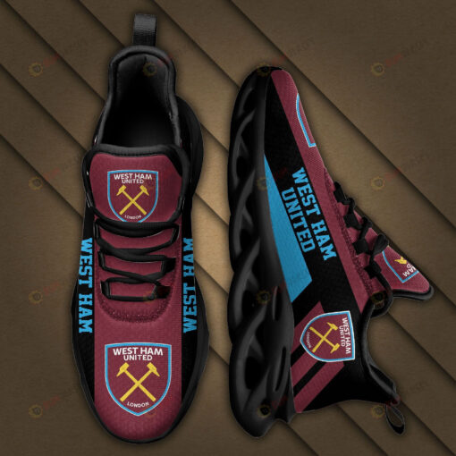 West Ham United Logo Black Stripe Pattern 3D Max Soul Sneaker Shoes In Claret