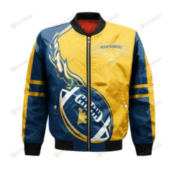 West Virginia Mountaineers Bomber Jacket 3D Printed Flame Ball Pattern