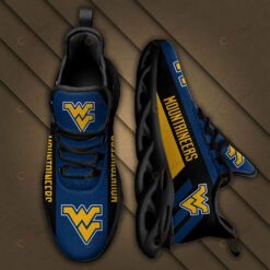 West Virginia Mountaineers Logo Black Stripe Pattern 3D Max Soul Sneaker Shoes In Blue