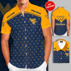 West Virginia Mountaineers Logo Custom Name Curved Hawaiian Shirt