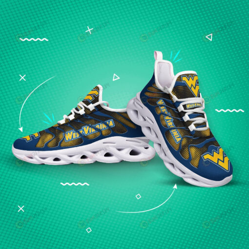 West Virginia Mountaineers Logo Hole Pattern 3D Max Soul Sneaker Shoes In Blue