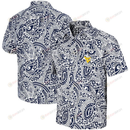 West Virginia Mountaineers Navy Make Like A Tree Camp Button-Up Hawaiian Shirt