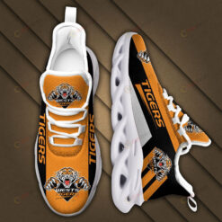 Wests Tigers Logo Black Stripe Pattern 3D Max Soul Sneaker Shoes In Orange