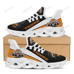 Wests Tigers Logo Red Orange Stripe Pattern 3D Max Soul Sneaker Shoes In Black