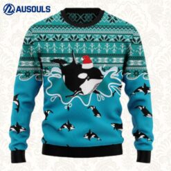 Whale Santa Claus Ugly Sweaters For Men Women Unisex