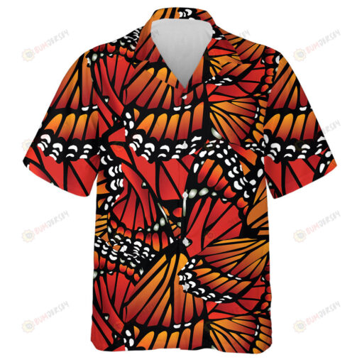 White And Black Monarch Butterflies Petals Hawaiian Shirt
