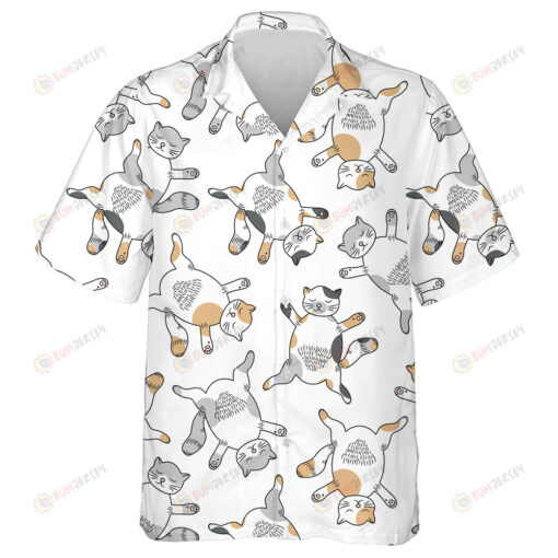 White And Grey Cat Cute Animal Style Hawaiian Shirt