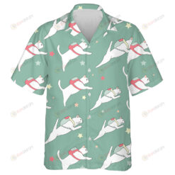 White Cats With Colored Backpacks In Space Hawaiian Shirt