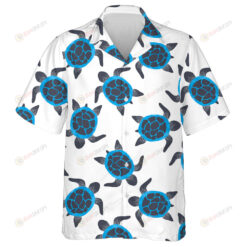 White Dotted Background With Green Turtles Hawaiian Shirt