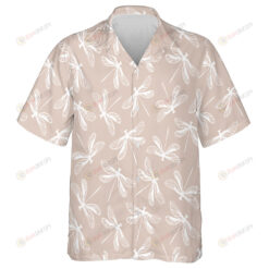 White Dragonflies In Pink Watercolor Style Vintage Hawaiian Shirt