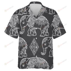 White Elephant With Indian Style On Black Background Hawaiian Shirt